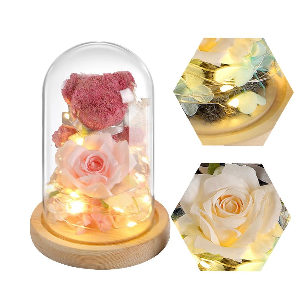 Ourson avec rose éternelle