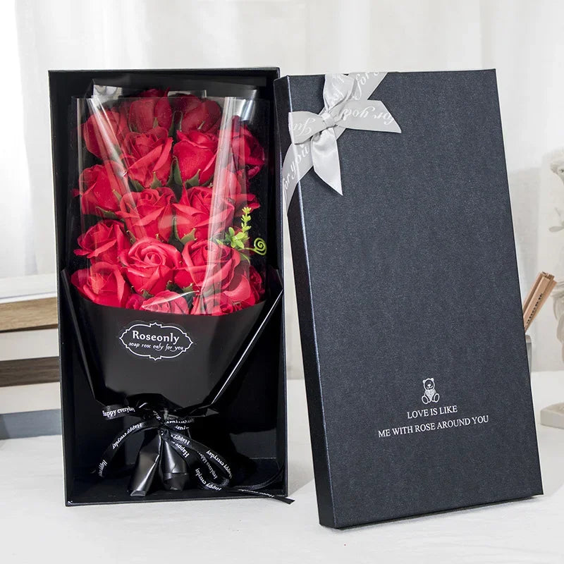 Bouquet de roses éternelles avec coffret cadeau
